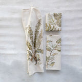 Cotton & Linen Printed Tea Towel w/ Botanical Image & Loop, 3 Styles