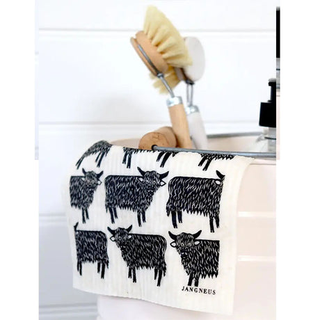 Highland Cow Black Swedish Dishcloth