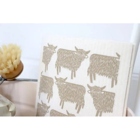 Highland Cow Sand Swedish Dishcloth