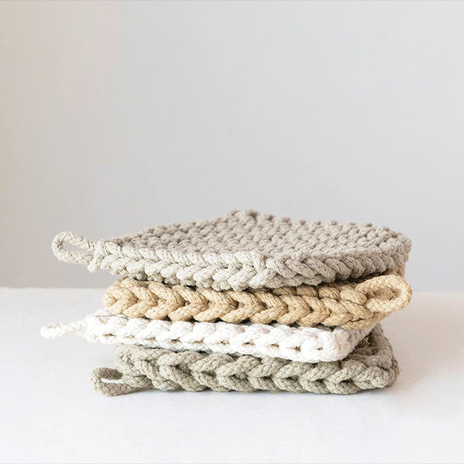 Warm Square Cotton Crocheted Pot Holder