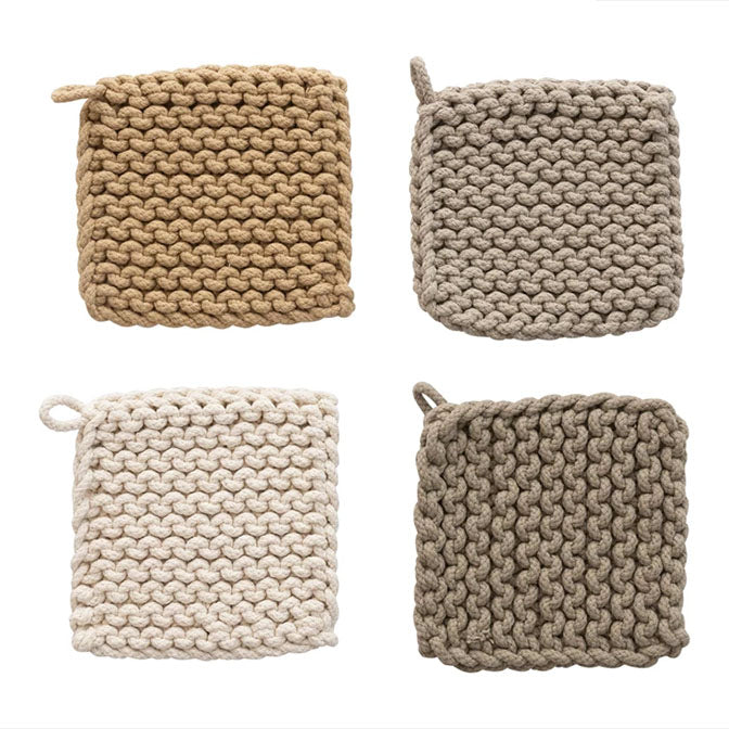 Warm Square Cotton Crocheted Pot Holder
