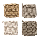 Warm Square Cotton Crocheted Pot Holder