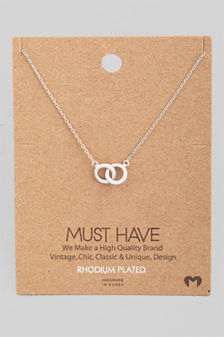 Dainty Dual Circle Link Pendant Necklace