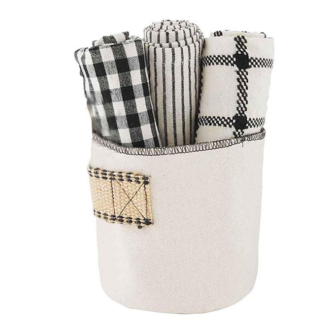 Buffalo Plain Dish Towel Bucket Set