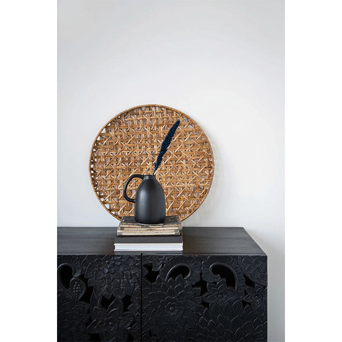 Ceramic Vase with Handle, Matte Black