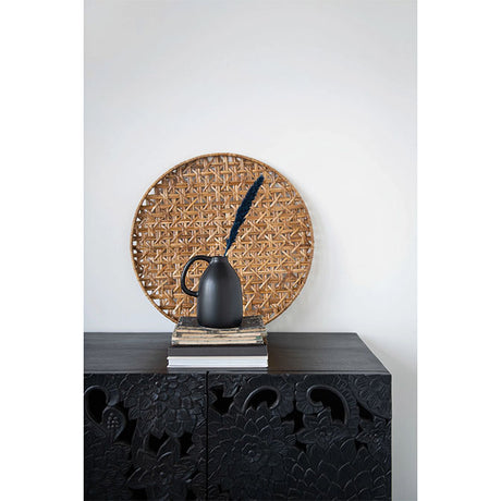 Ceramic Vase with Handle, Matte Black