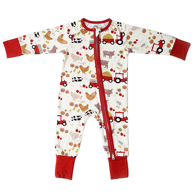 Farm Friends Animals Bamboo Baby Convertible Footie Pajama