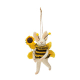 Wool Felt Animals in Bee Suit Ornament