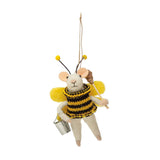 Wool Felt Animals in Bee Suit Ornament