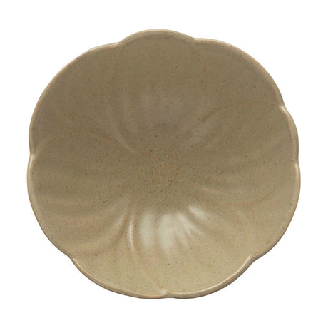 Debossed Stoneware Flower Shaped Bowl, Reactive Glaze