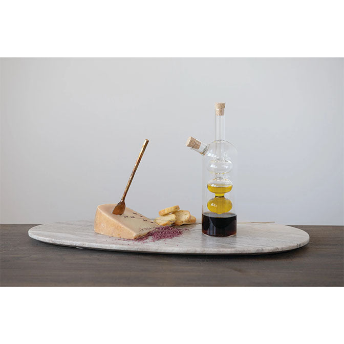 Glass Oil and Vinegar Cruet with Cork Stoppers