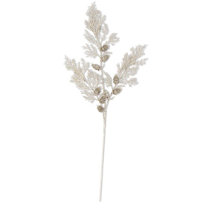 30 Inch Champagne Glittered Cedar Pine w/ Pinecone