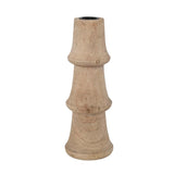 3" Round x 8"H Hand-Carved Mango Wood Taper Holder