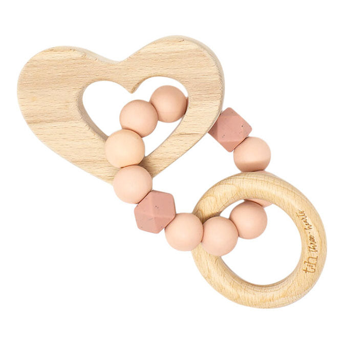 Heart Rattle Dusty Pink