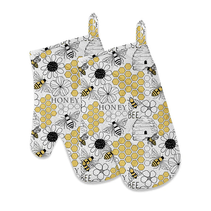 Honey Bees Oven Mitts Set of 2