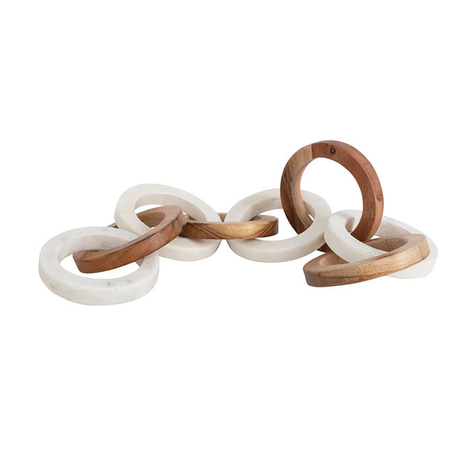 Acacia Wood and Marble Chain with 8 Links