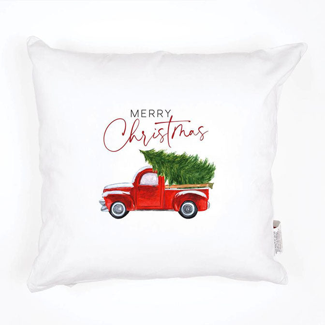 Merry Christmas Red Truck Pillow