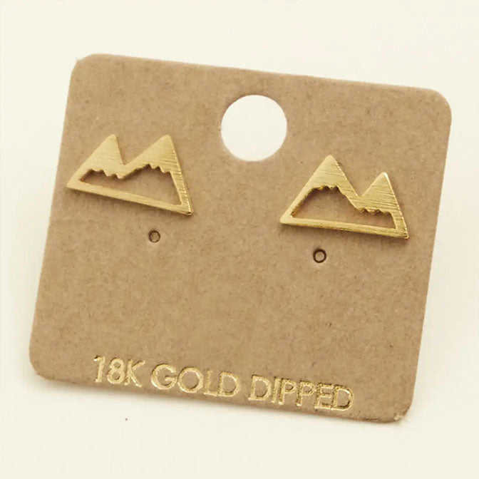 Mini Mountain Stud Earrings Gold