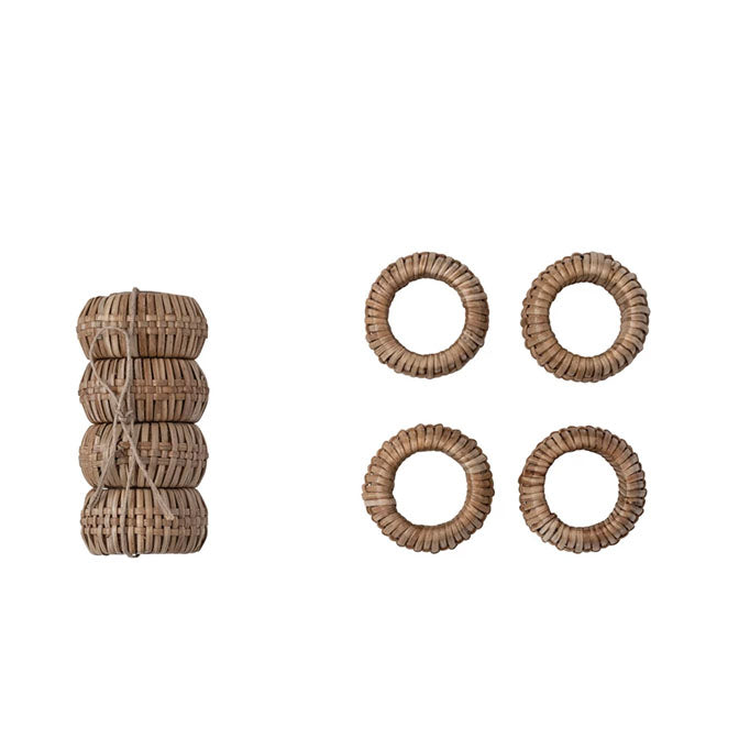 Hand-Woven Rattan Napkin Rings, Natural