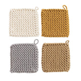Mustard & Toffee Square Cotton Crocheted Pot Holder