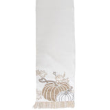 White Embroidered Pumpkin Table Runner