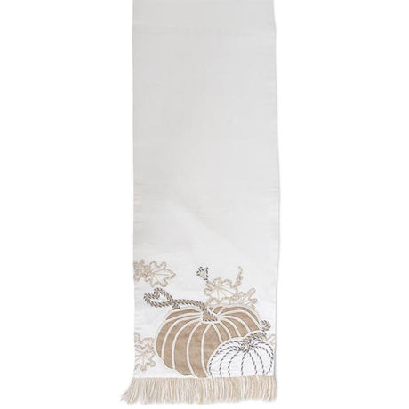 White Embroidered Pumpkin Table Runner