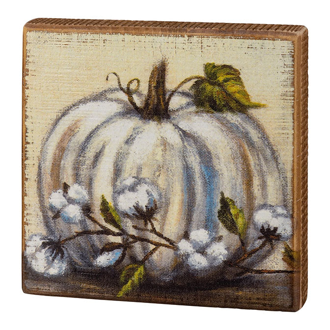 White Pumpkin Block Sign