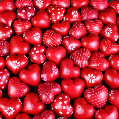 Assorted Red Soapstone Hearts