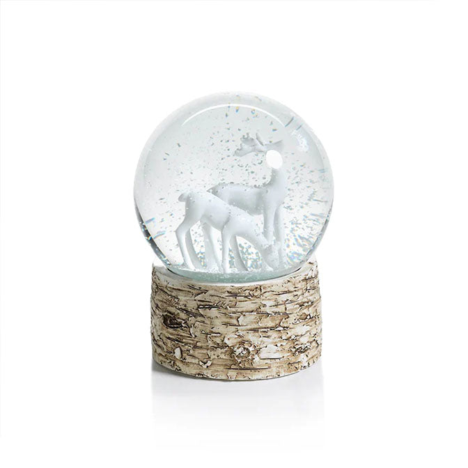 Snow Globe on Birch with Reindeer