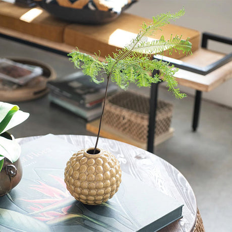 Round Embossed Stoneware Vase