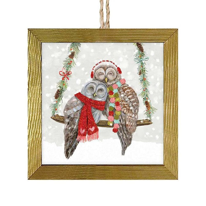 Santa Claws Owl Pair Ornament