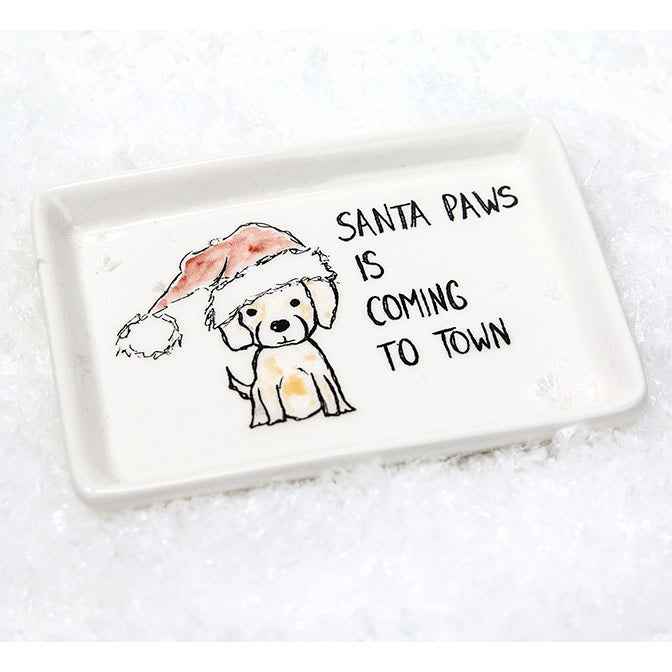 4x3" Ceramic Trinket Dish, Santa Paws