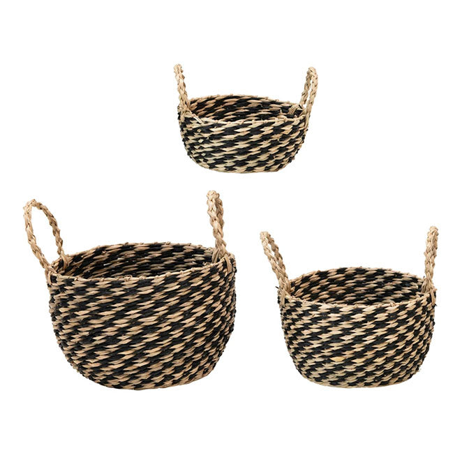 Hand-Woven Seagrass Baskets with Handles