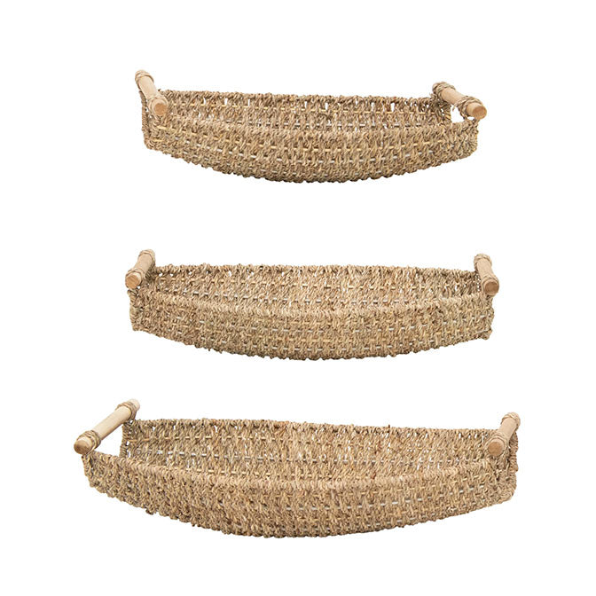 Seagrass and Metal Trays with Handles