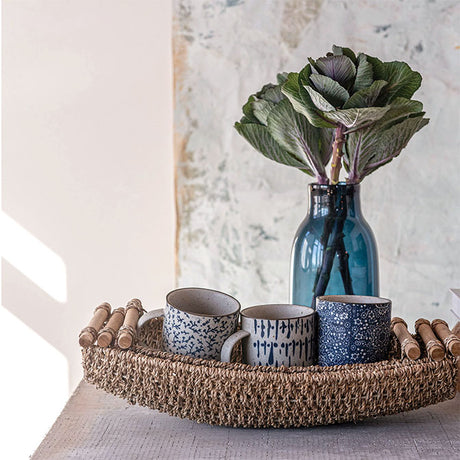 Seagrass and Metal Trays with Handles
