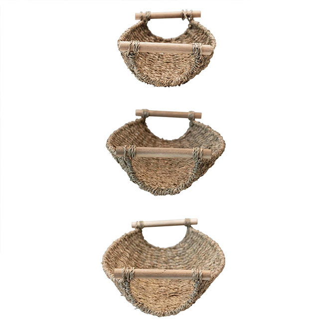 Seagrass and Metal Trays with Handles