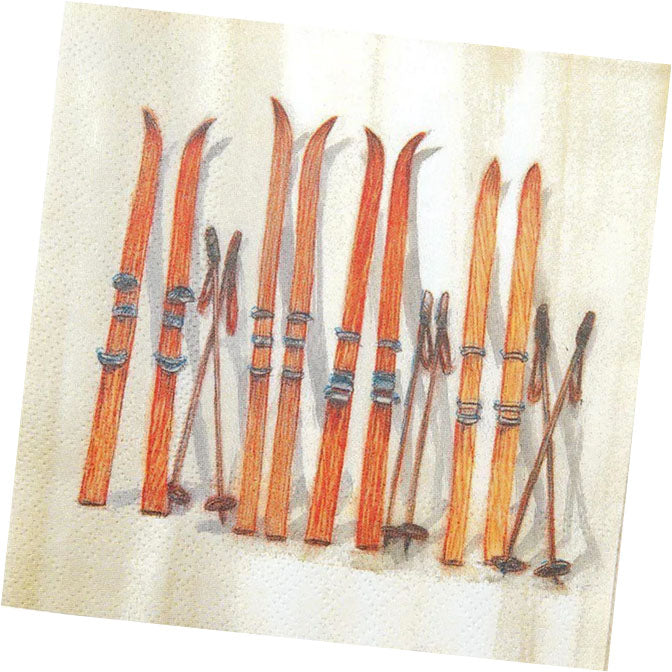 Vintage Skis Paper Napkin