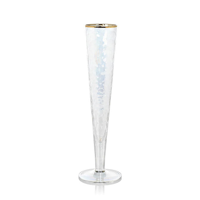 Aperitivo Slim Champagne Flute Luster w/ Gold Rim