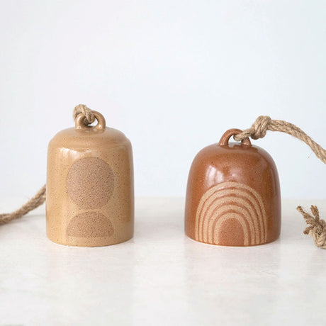 Stoneware Bell with circle/rainbow designs