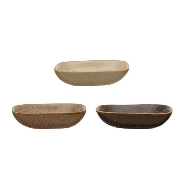 Stoneware Dish, Reactive Glaze, 3 Colors