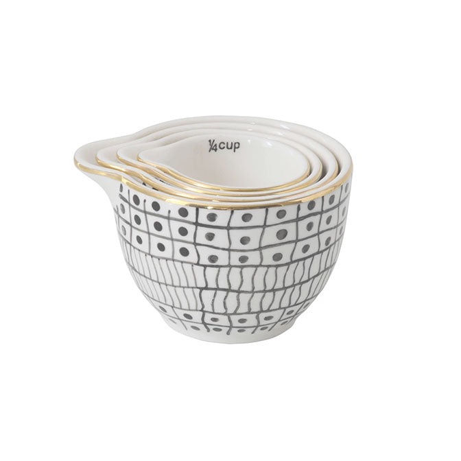 Stoneware Measuring Cups with Pattern, Set of 4