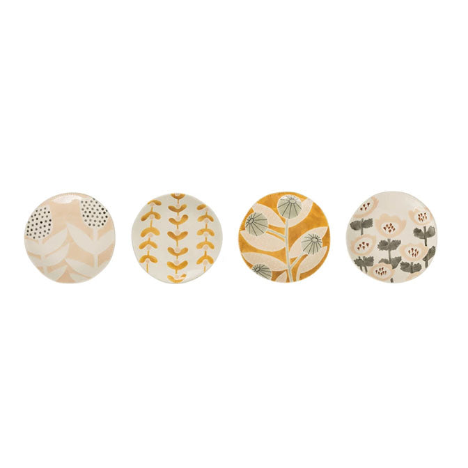 Hand-Painted Plate with Floral Pattern, 4 Styles