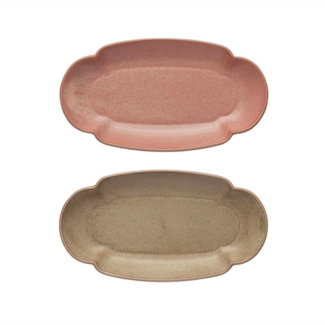 Stoneware Scalloped Plate, Reactive Glaze