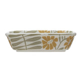 Hand-Stamped Stoneware Soap Dish w/ Flowers