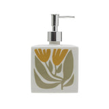 Hand-Stamped Stoneware Soap Dispenser w/ Pump & Flowers