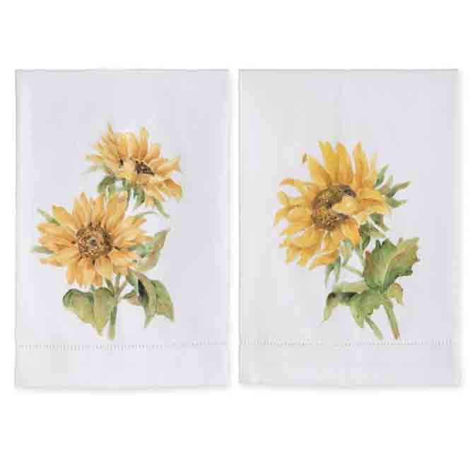 Assorted Double Sunflower Handpainted Cotton Guest Towels
