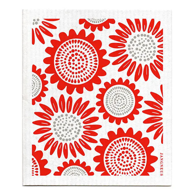 Red Sunflower Swedish Dishcloth