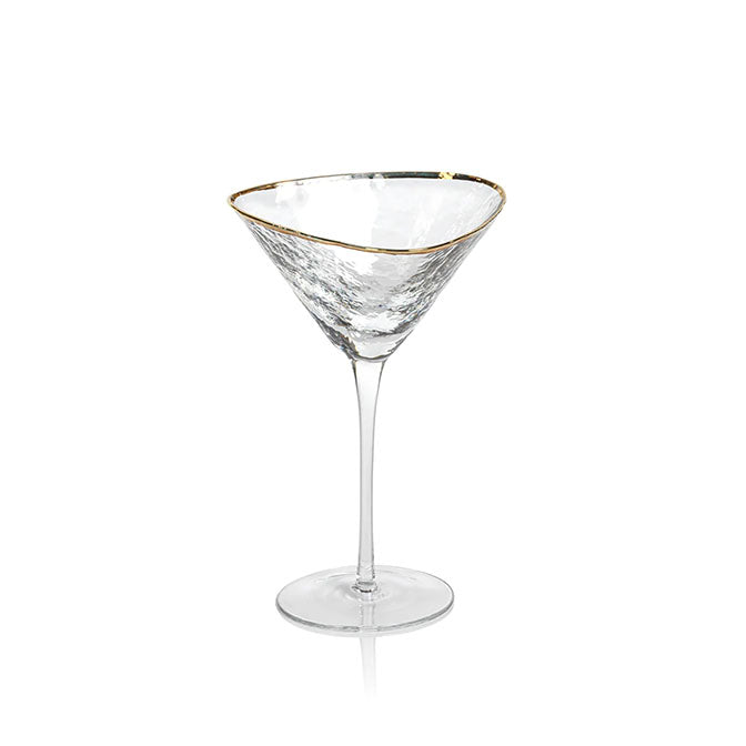 Aperitivo Triangular Martini Glass w/ Gold Rim