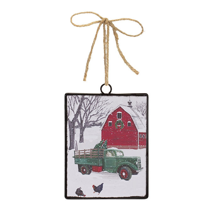 Truck and Barn Ornament