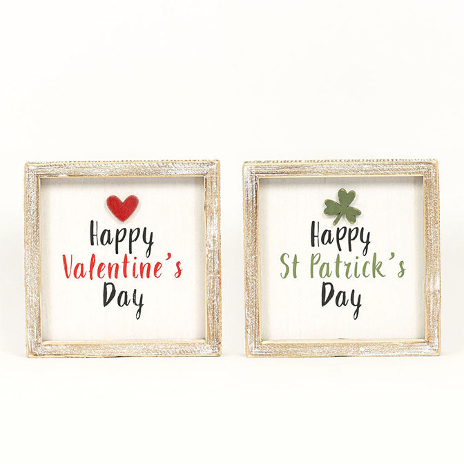 Happy Valentines Day, St. Patricks Day Reversible Wall Hang